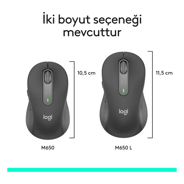 Logitech M650 Signature 910-006236 Siyah Sessiz Büyük Boy Sağ El Optik Kablosuz Mouse - Görsel 9