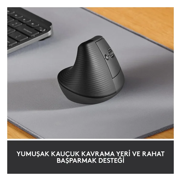 Logitech Lift 910-006473 Siyah Dikey Sessiz Ergonomik Optik Kablosuz Mouse - Görsel 2