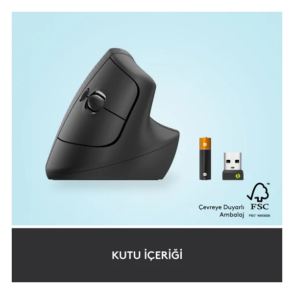 Logitech Lift 910-006473 Siyah Dikey Sessiz Ergonomik Optik Kablosuz Mouse - Görsel 8