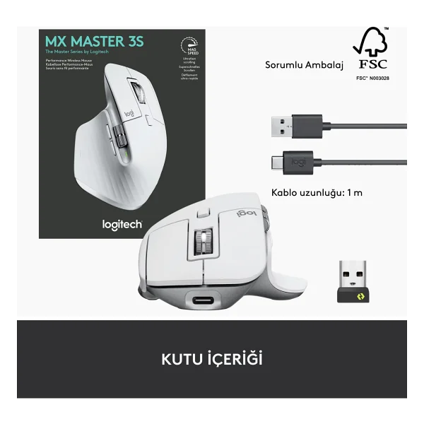 Logitech Mx Master 3s Şarjlı Sessiz Ergonomik Optik Kablosuz Mouse - Görsel 10
