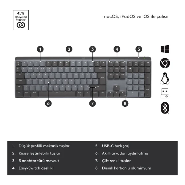 Logitech Mx Mechanical 920-010757 Kablosuz Mekanik Klavye - Görsel 7