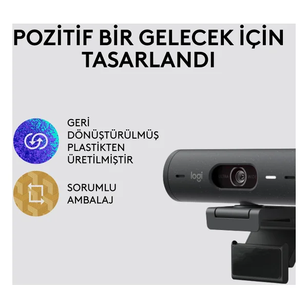 Logitech Brio 500 Siyah Full HD 1080p Mikrofonlu Webcam - Görsel 5