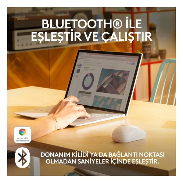 Logitech M240 910-007120 Beyaz Sessiz Optik Kablosuz Mouse - Görsel 8