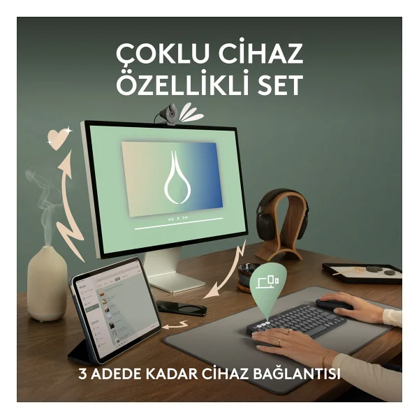 Logitech Pebble 2 Combo 920-012245 Siyah Tkl Kablosuz Klavye Mouse Seti - Görsel 2