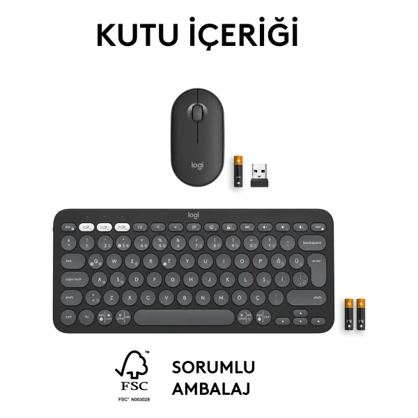 Logitech Pebble 2 Combo 920-012245 Siyah Tkl Kablosuz Klavye Mouse Seti - Görsel 9