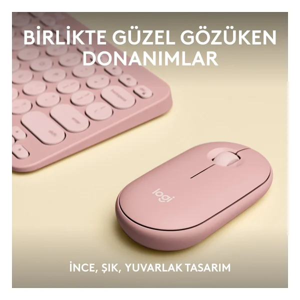 Logitech Pebble 2 Combo 920-012247 Pembe Tkl Kablosuz Klavye Mouse Seti - Görsel 3