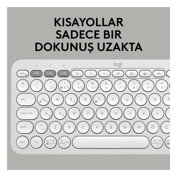 Logitech Pebble Keys 2 K380s 920-011860 Beyaz Tkl Q Kablosuz Klavye - Görsel 4