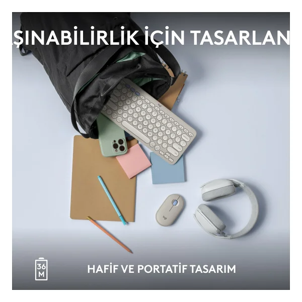 Logitech Pebble Keys 2 K380s 920-011860 Beyaz Tkl Q Kablosuz Klavye - Görsel 8