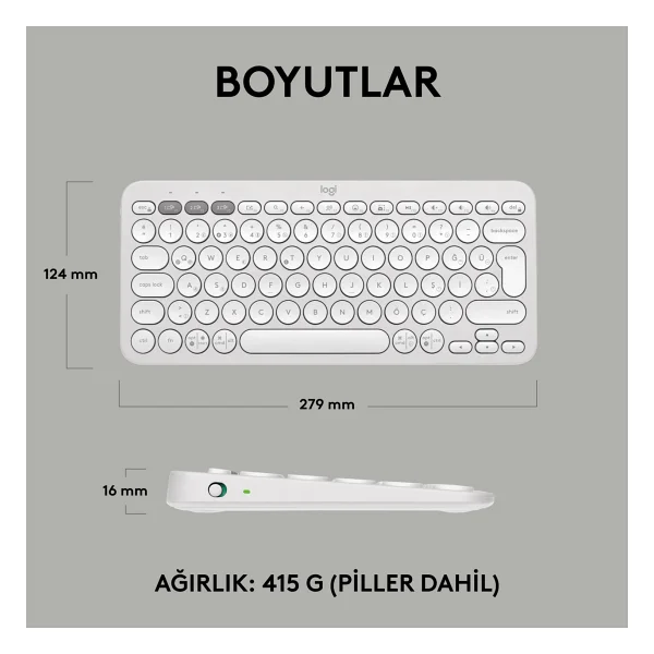 Logitech Pebble Keys 2 K380s 920-011860 Beyaz Tkl Q Kablosuz Klavye - Görsel 9