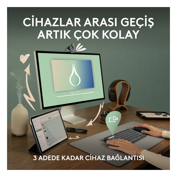 Logitech Pebble Keys 2 K380s 920-011861 Pembe Tkl Q Kablosuz Klavye - Görsel 3