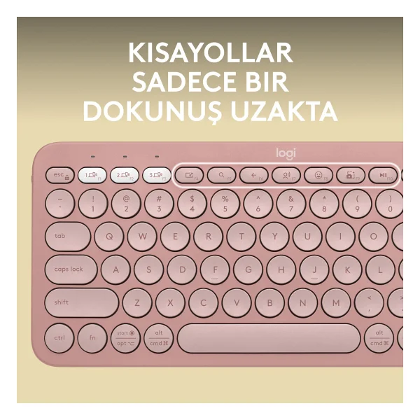Logitech Pebble Keys 2 K380s 920-011861 Pembe Tkl Q Kablosuz Klavye - Görsel 4