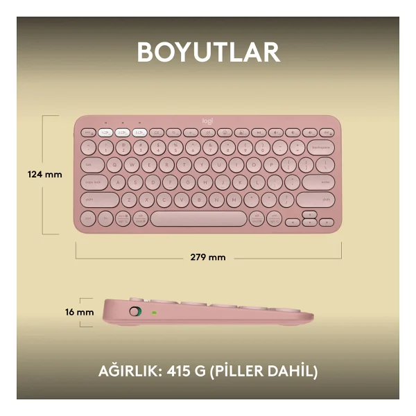 Logitech Pebble Keys 2 K380s 920-011861 Pembe Tkl Q Kablosuz Klavye - Görsel 9