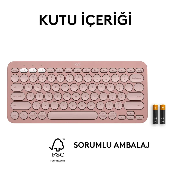 Logitech Pebble Keys 2 K380s 920-011861 Pembe Tkl Q Kablosuz Klavye - Görsel 10