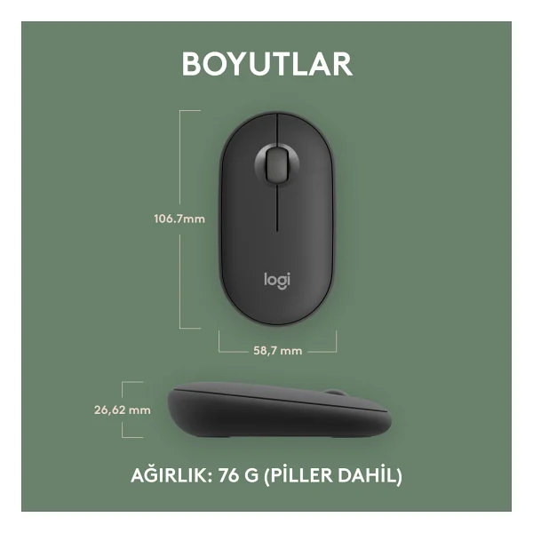 Logitech Pebble 2 M350s 910-007015 Siyah Sessiz Optik Kablosuz Mouse - Görsel 9