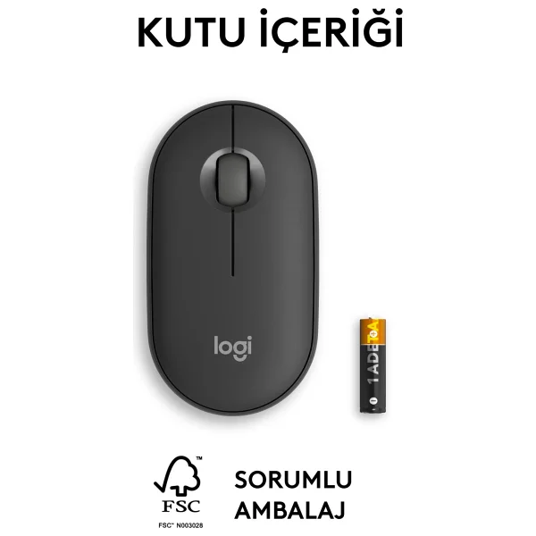 Logitech Pebble 2 M350s 910-007015 Siyah Sessiz Optik Kablosuz Mouse - Görsel 10