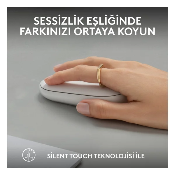 Logitech Pebble 2 M350s 910-007013 Beyaz Sessiz Optik Kablosuz Mouse - Görsel 8