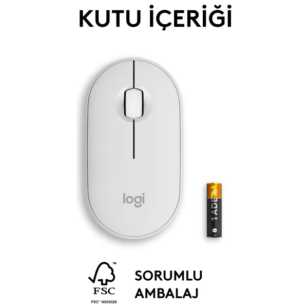 Logitech Pebble 2 M350s 910-007013 Beyaz Sessiz Optik Kablosuz Mouse - Görsel 10