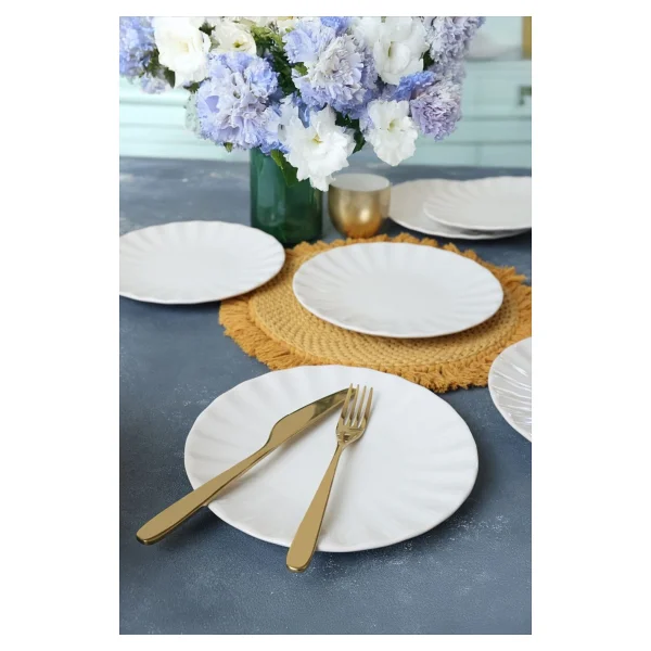 Keramika Beyaz Sirius Pasta Tabağı 22 Cm 6 Adet 004 - Görsel 2
