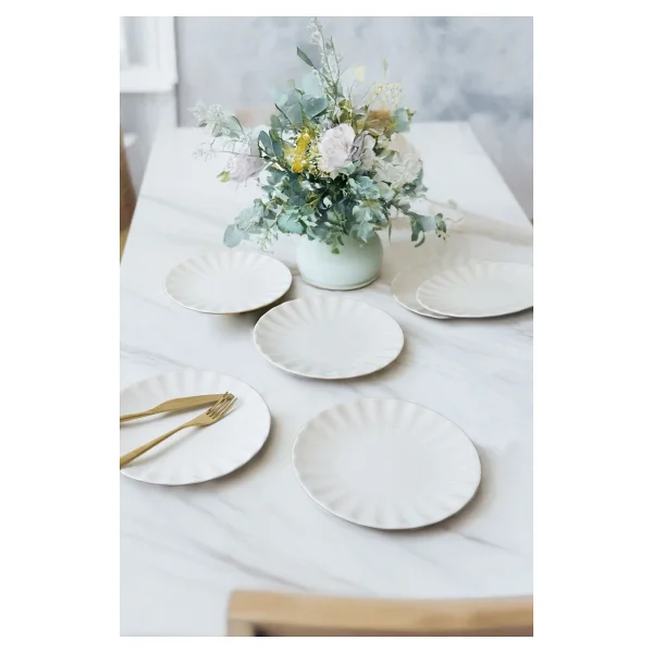 Keramika Beyaz Sirius Pasta Tabağı 22 Cm 6 Adet 004 - Görsel 3