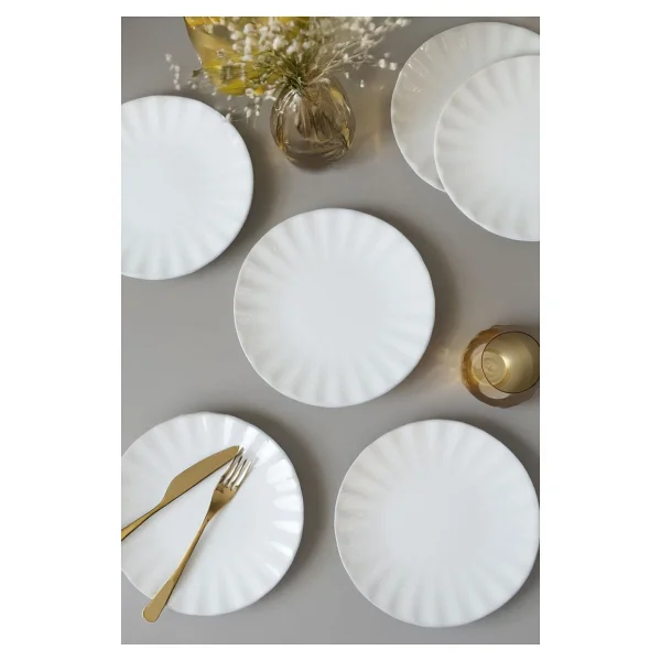 Keramika Beyaz Sirius Pasta Tabağı 22 Cm 6 Adet 004 - Görsel 4