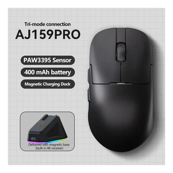 Ajazz AJ159 Pro Şarjlı Optik Kablolu/Kablosuz Oyuncu Mouse - Görsel 2