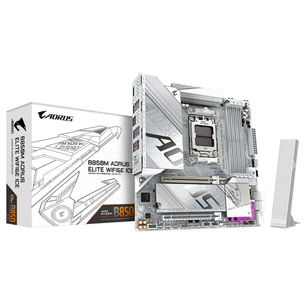 Gigabyte B850m Aorus Elite Wıfı6e Ice AMD Am5 DDR5 Micro Atx Anakart - Görsel 3