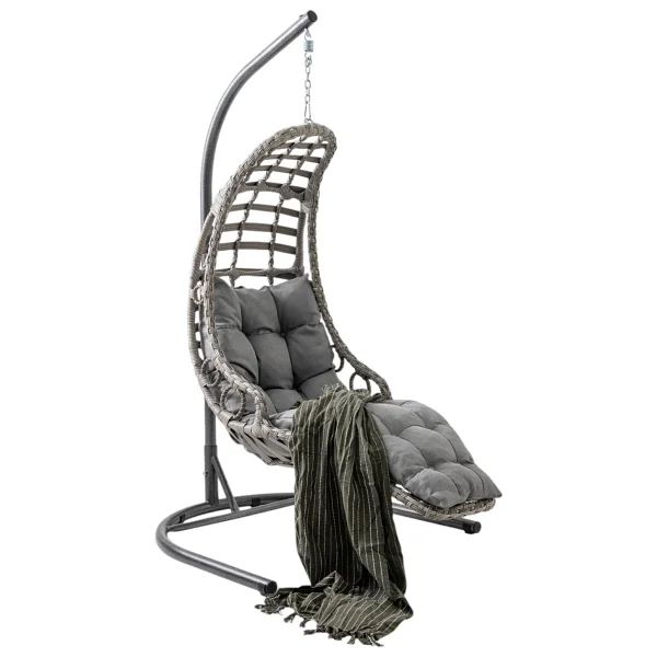 Capri Swing Bodrum Tekli Rattan Bahçe Salıncağı Balkon Salıncağı - Açık Kahverengi - Görsel 7