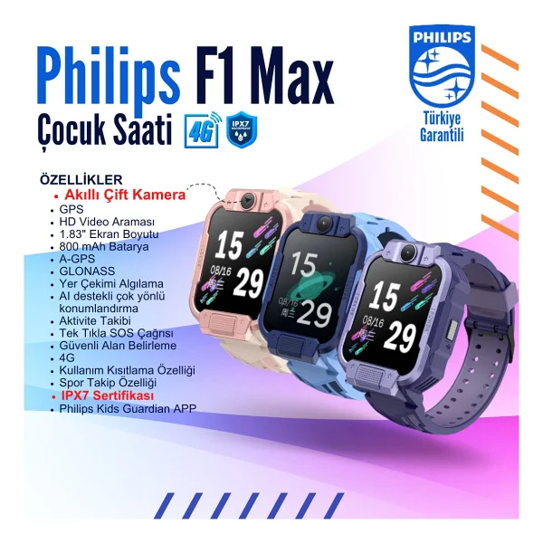 Philips F1 Max Mavi Akıllı Çocuk Saati - Görsel 9