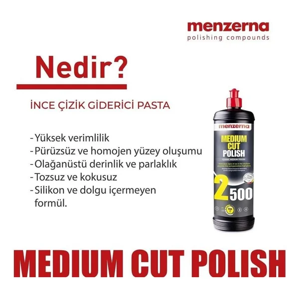 Menzerna Medium Cut Polish 2500 Orta İnce Çizik Giderici 1 Lt Pasta - Görsel 4