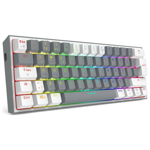 Redragon K616 Fizz Pro Beyaz RGB Red Switch Kablolu/Kablosuz Mekanik Oyuncu Klavyesi - Görsel 2