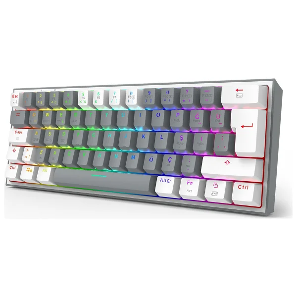 Redragon K616 Fizz Pro Beyaz RGB Red Switch Kablolu/Kablosuz Mekanik Oyuncu Klavyesi - Görsel 3