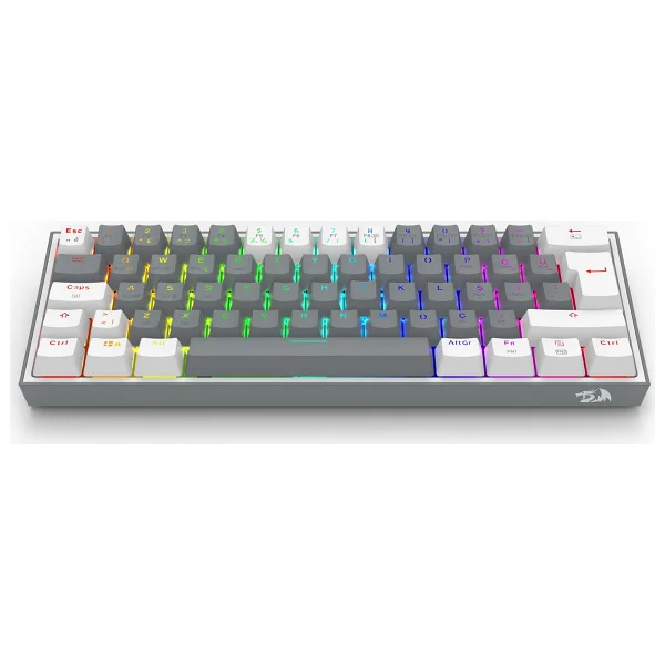 Redragon K616 Fizz Pro Beyaz RGB Red Switch Kablolu/Kablosuz Mekanik Oyuncu Klavyesi - Görsel 4