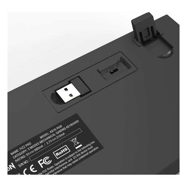 Redragon K616 Fizz Pro RGB Red Switch Kablolu/Kablosuz Mekanik Oyuncu Klavyesi - Görsel 8