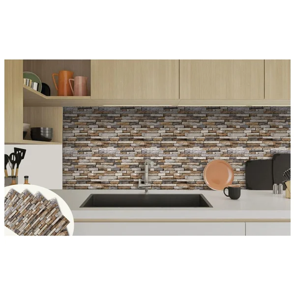 Tink Kendinden Yapışkanlı Geometrik Taş Desenli Pvc Karo 30x30 Cm (33 Adet) 3 M2 - Görsel 4