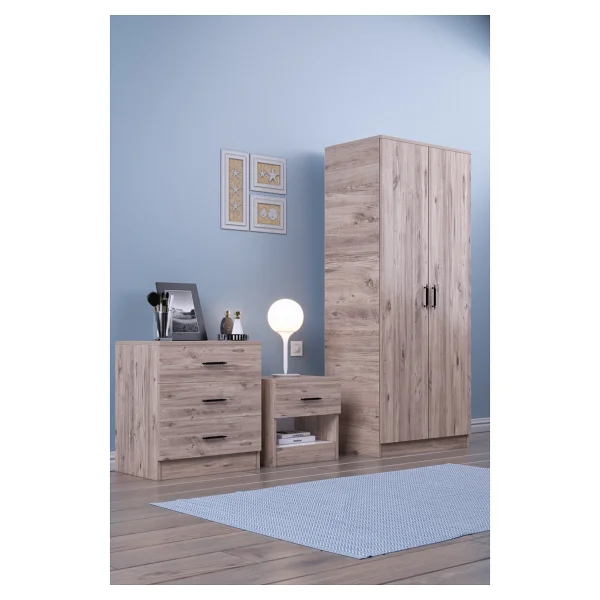 Abete 2 Kapili Gardirop +1 Çekmeceli Komodin +3 Çekmeçeli Şifoniyer/Atlantik Çam - Görsel 6