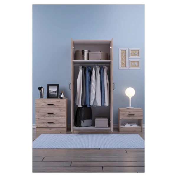 Abete 2 Kapili Gardirop +1 Çekmeceli Komodin +3 Çekmeçeli Şifoniyer/Atlantik Çam - Görsel 2
