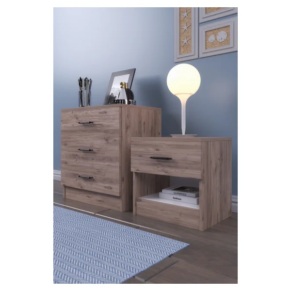 Abete 2 Kapili Gardirop +1 Çekmeceli Komodin +3 Çekmeçeli Şifoniyer/Atlantik Çam - Görsel 3