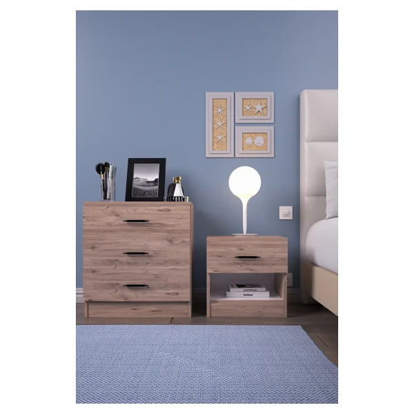 Abete 2 Kapili Gardirop +1 Çekmeceli Komodin +3 Çekmeçeli Şifoniyer/Atlantik Çam - Görsel 4