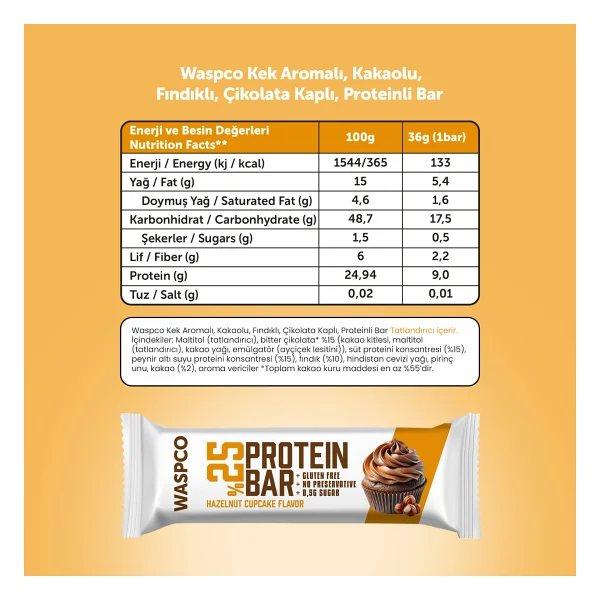 Waspco 3 Çeşit 36 Gr 6 Adet Protein Bar - Görsel 4