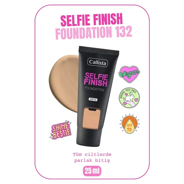 Callista Selfie Finish 15 Faktör 132 Light Beige Fondöten - Görsel 2