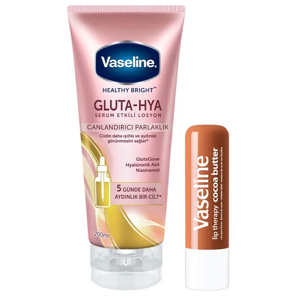 Vaseline Gluta Hya Serum Etkili Losyon 200 Ml + Dudak Bakım Kremi Cocoa Butter 4.8 Gr - Görsel 2