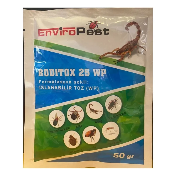 Enviropest Roditox 25 Wp Kırmızı Tavuk Biti, Kene, Akrep, Hamamböceği 50 Gr - Görsel 2
