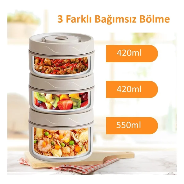 Valkyrie 3'lü Çelik Yemek Termosu - Görsel 4