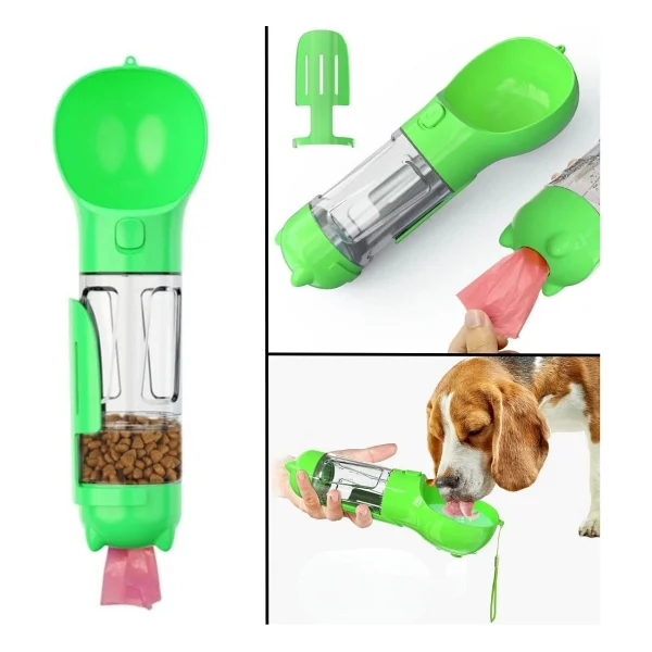 Taşınabilir Hazneli Mama Kaplı ,kaka Poşetli Kedi,köpek SULUĞU-300ML