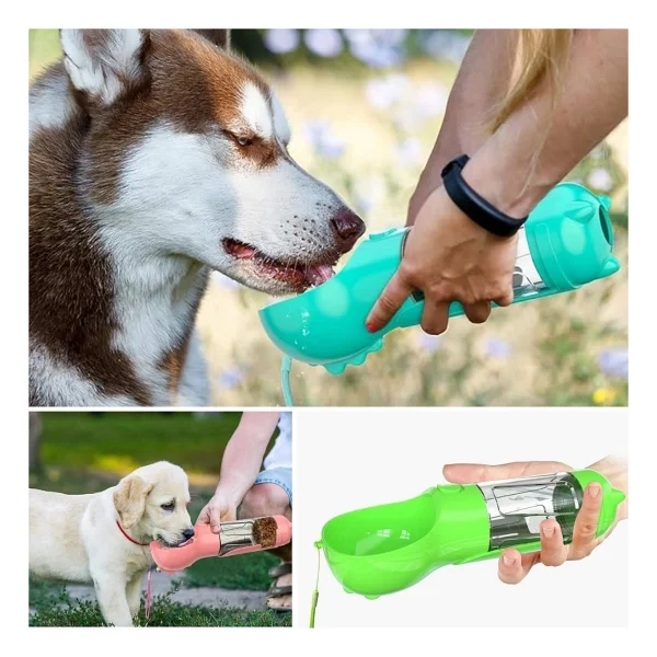 Taşınabilir Hazneli Mama Kaplı ,Kaka Poşetli Kedi,Köpek Suluğu-300ml - Görsel 2