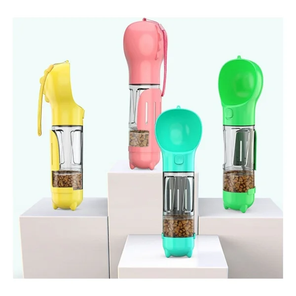 Taşınabilir Hazneli Mama Kaplı ,Kaka Poşetli Kedi,Köpek Suluğu-300ml - Görsel 3