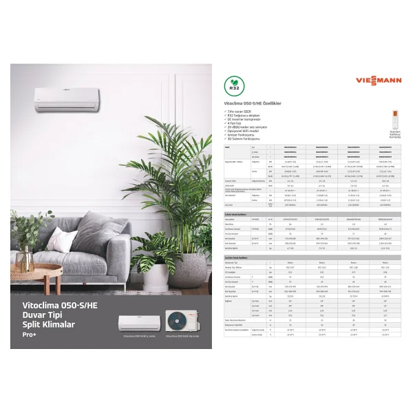 Viessmann Vitoclima 050-S/He Pro Plus Swaa050mfa026 A++ 9000 Btu Inverter Duvar Tipi Klima - Montaj Dahil - Görsel 3