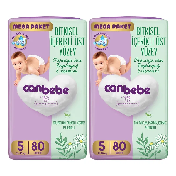 Canbebe 5 Numara Junior 80'li 2 Adet Bebek Bezi - Görsel 2