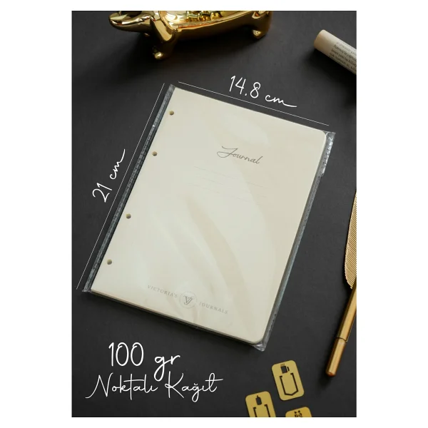 Victoria's Journals Ringo Defter Yedeği A5 96 Sayfa 100 Gram Ivory Noktalı - Beyaz - Görsel 4