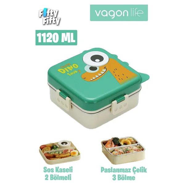 Vagonlife Yeşil 1120 Ml 3 Bölmeli Lunch Box - Görsel 6